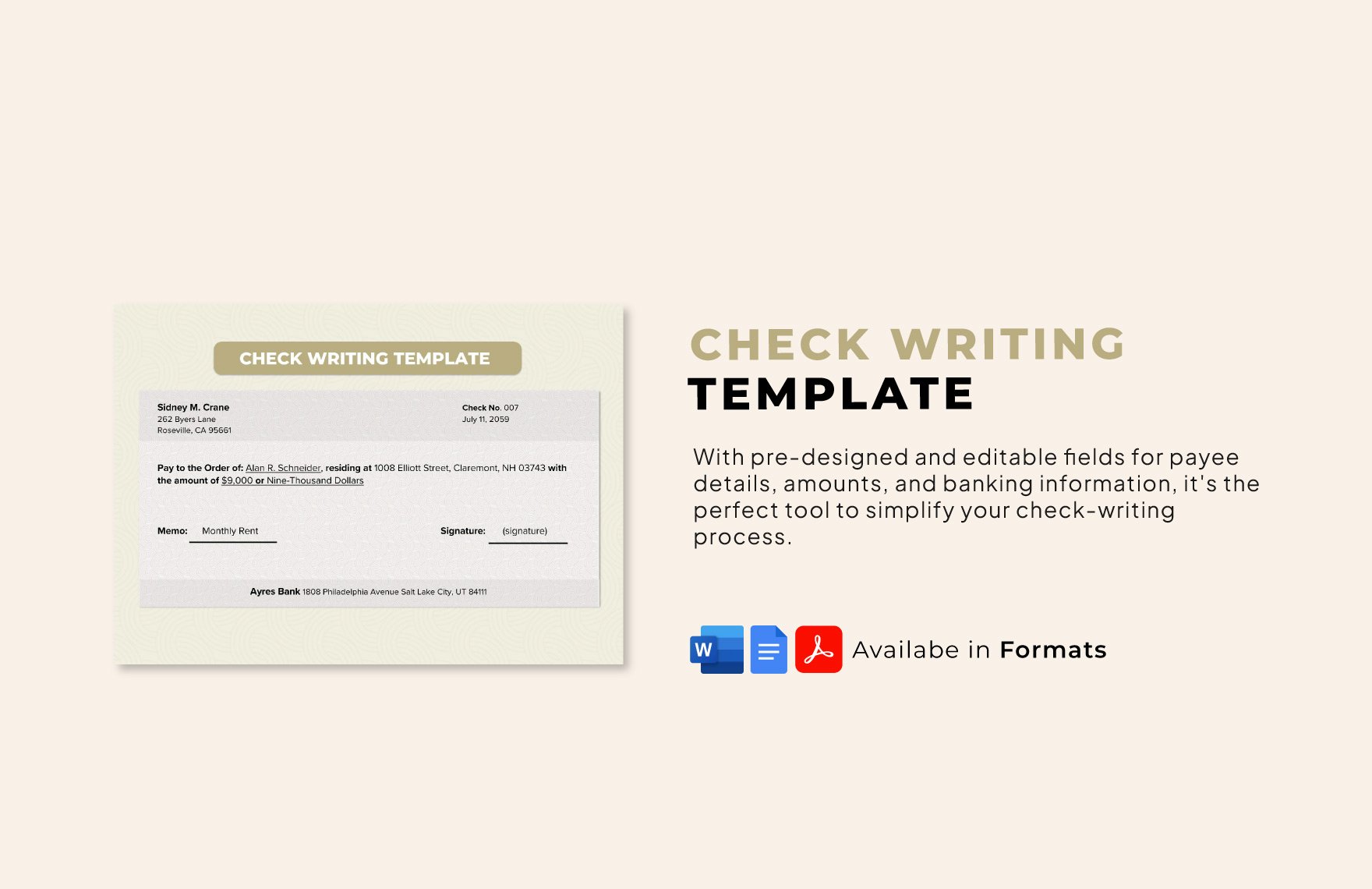 Check Writing Template in Word, Google Docs, PDF