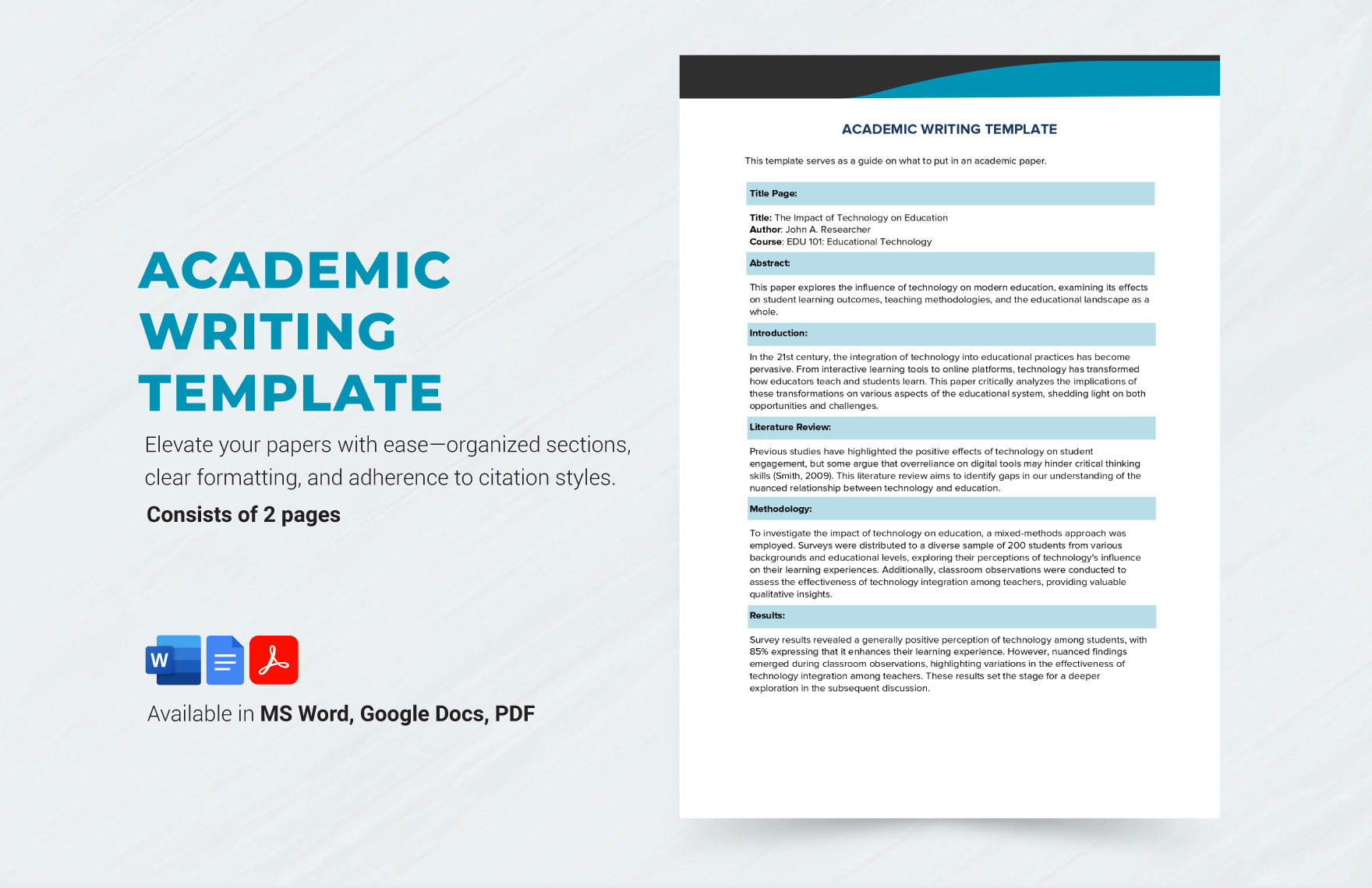 Academic Writing Template In Word PDF Google Docs Download 
