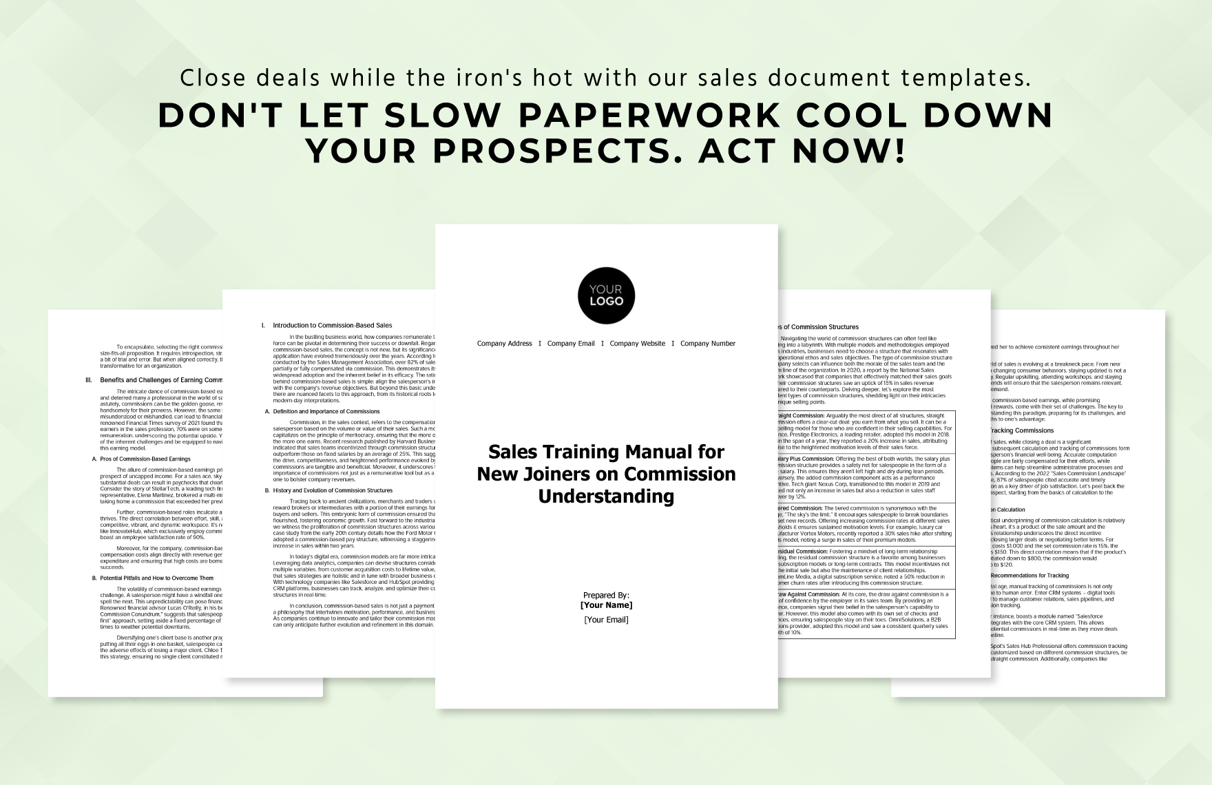 Sales Training Manual for New Joiners on Commission Understanding Template
