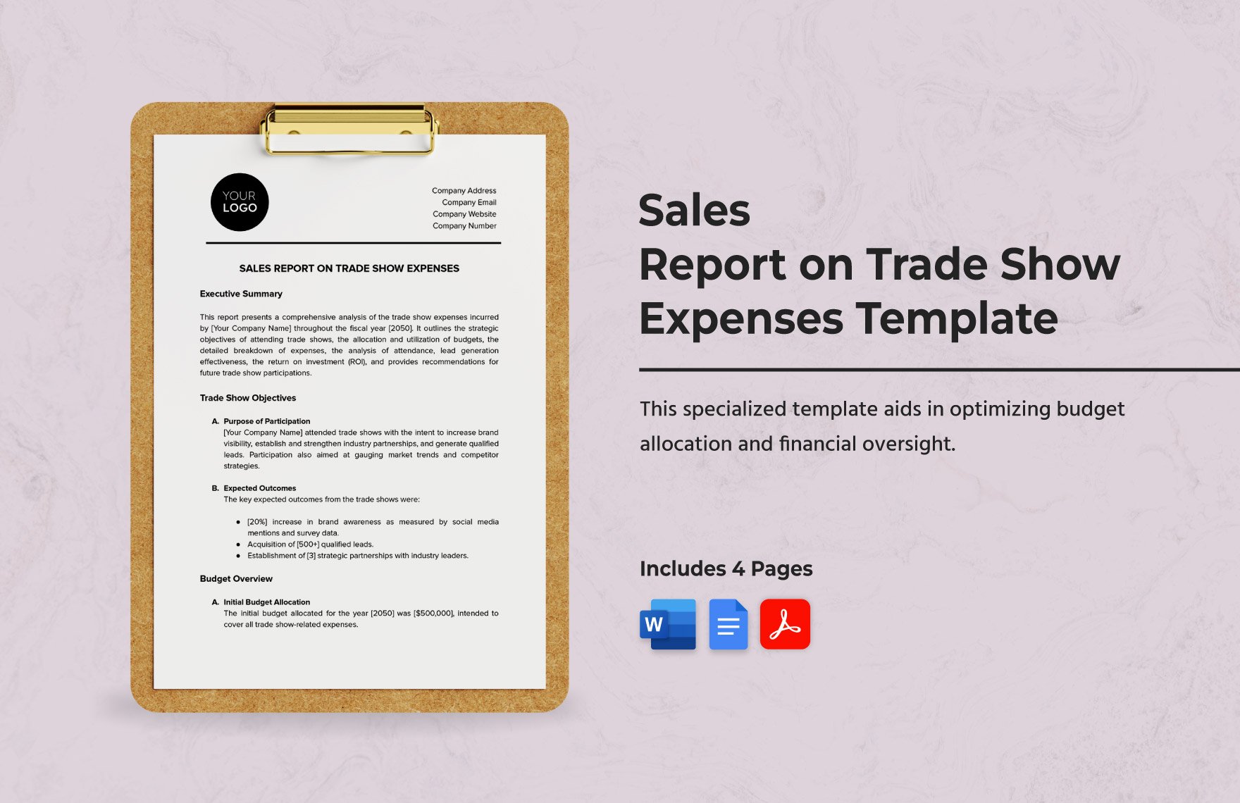 Sales Report on Trade Show Expenses Template