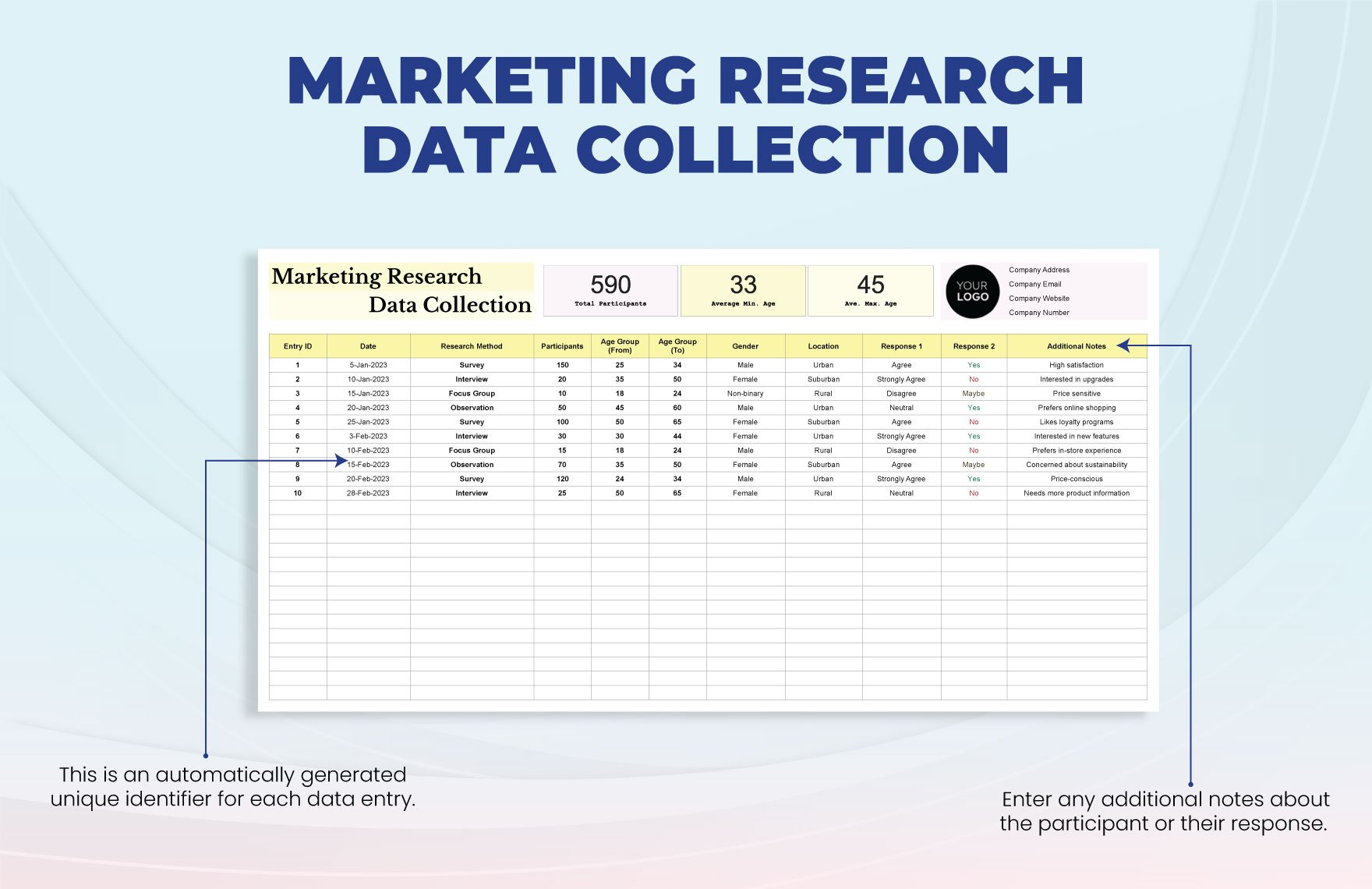 Marketing Research Data Collection Template