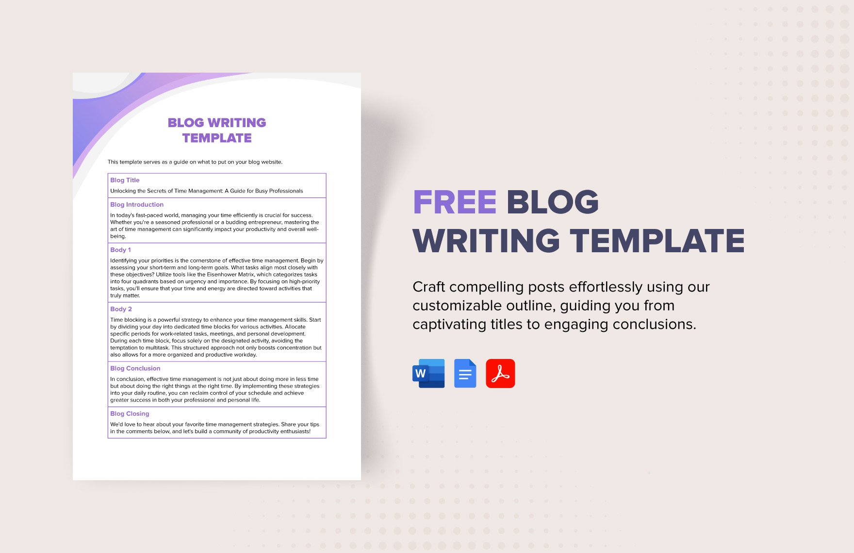 Free Blog Writing Template in Word, Google Docs, PDF