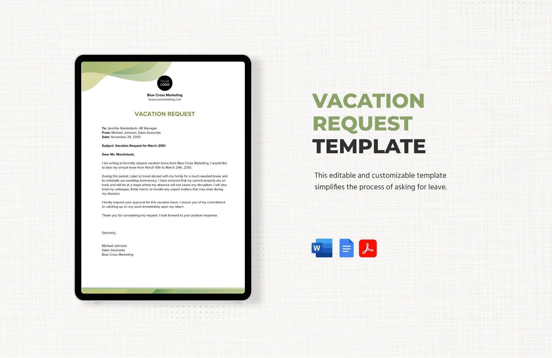 Free Vacation Request Template in Word, Google Docs, PDF