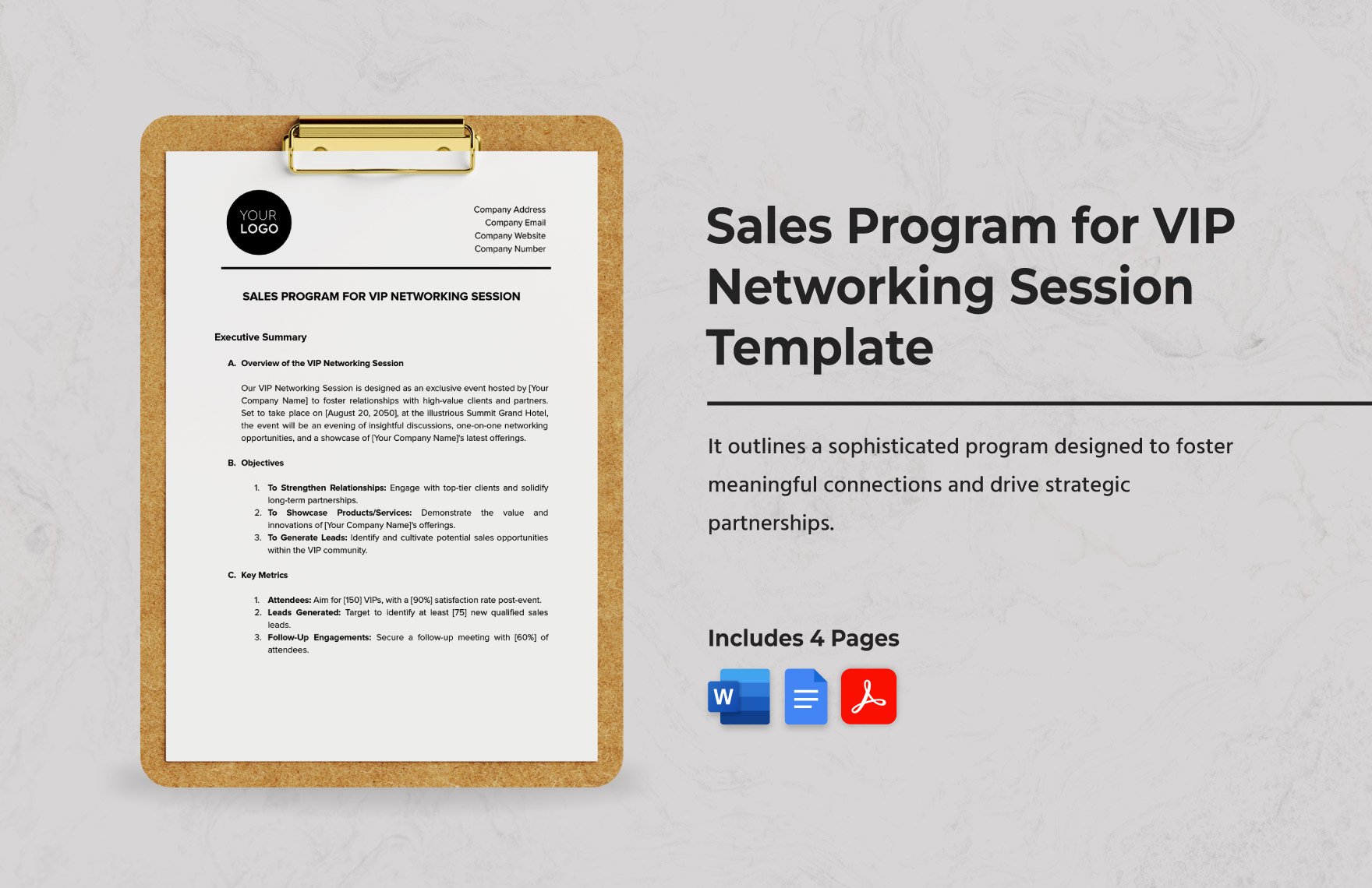 Sales Program for VIP Networking Session Template