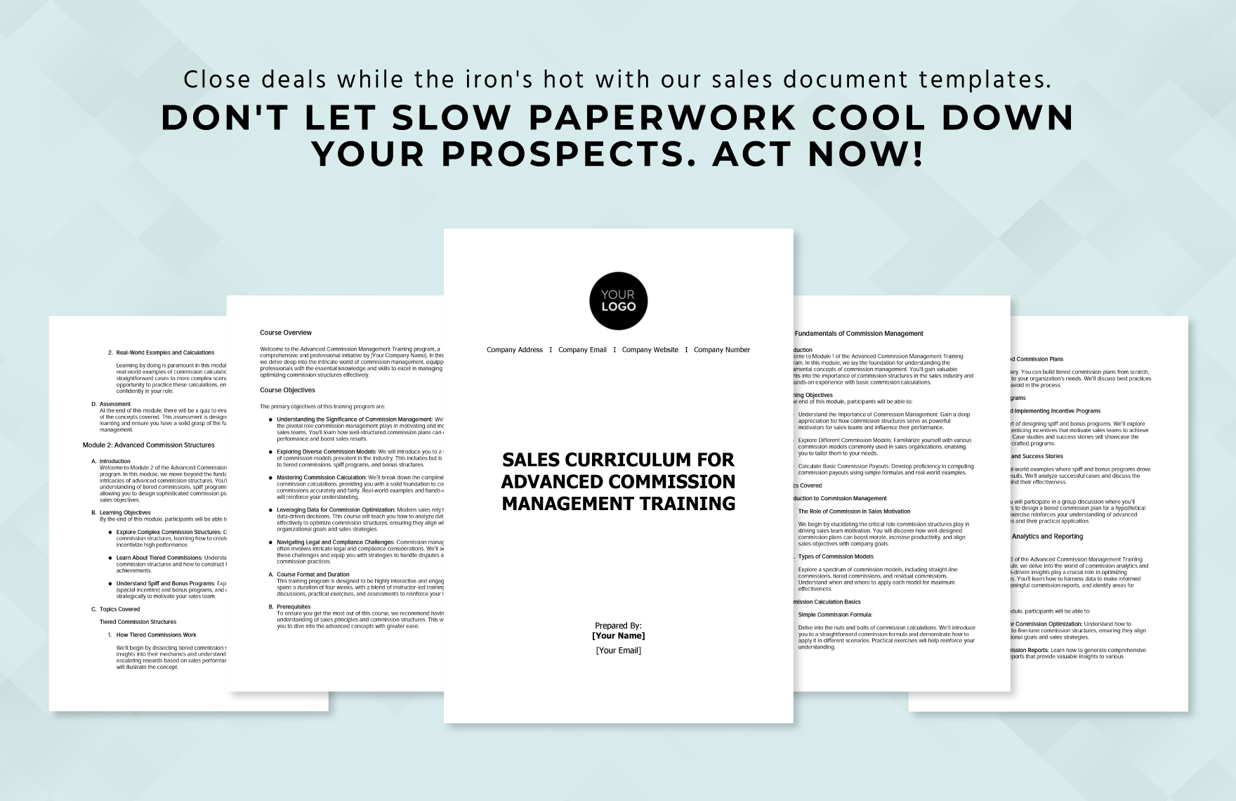 Sales Curriculum for Advanced Commission Management Training Template