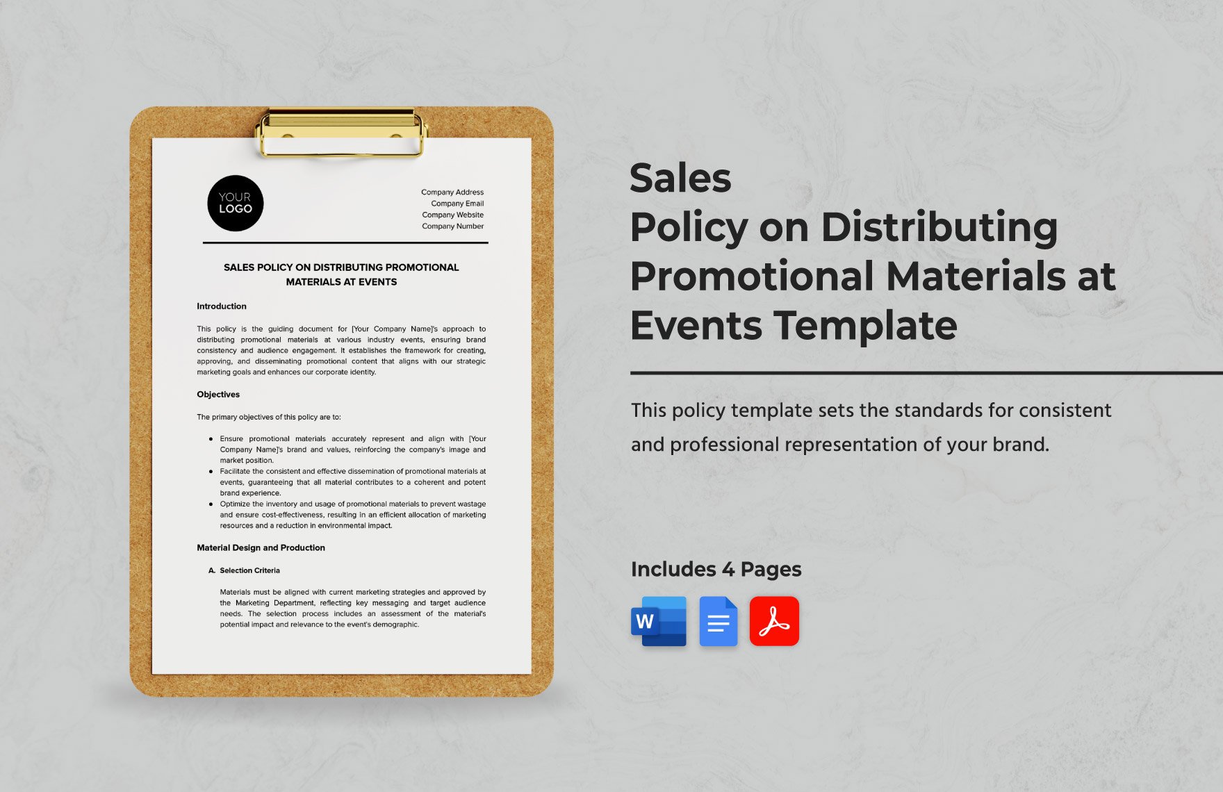 Sales Policy on Distributing Promotional Materials at Events Template