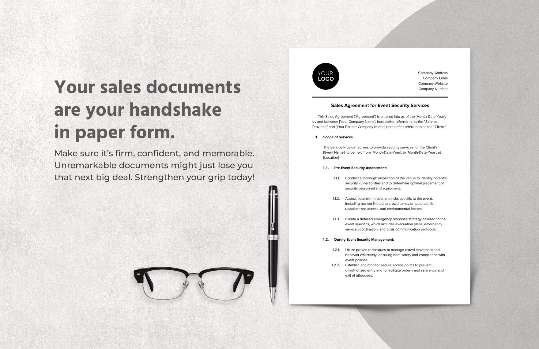 Sales Agreement for Event Security Services Template