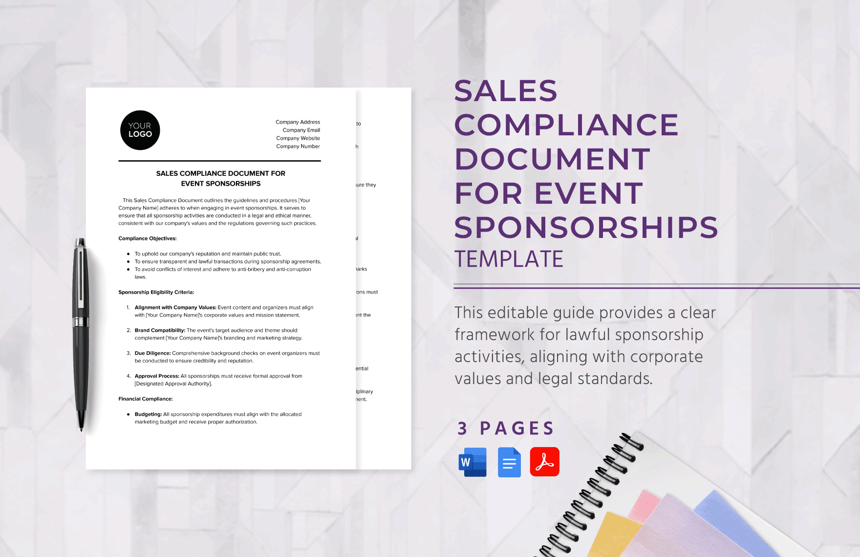 Sales Compliance Document for Event Sponsorships Template in Word, Google Docs, PDF