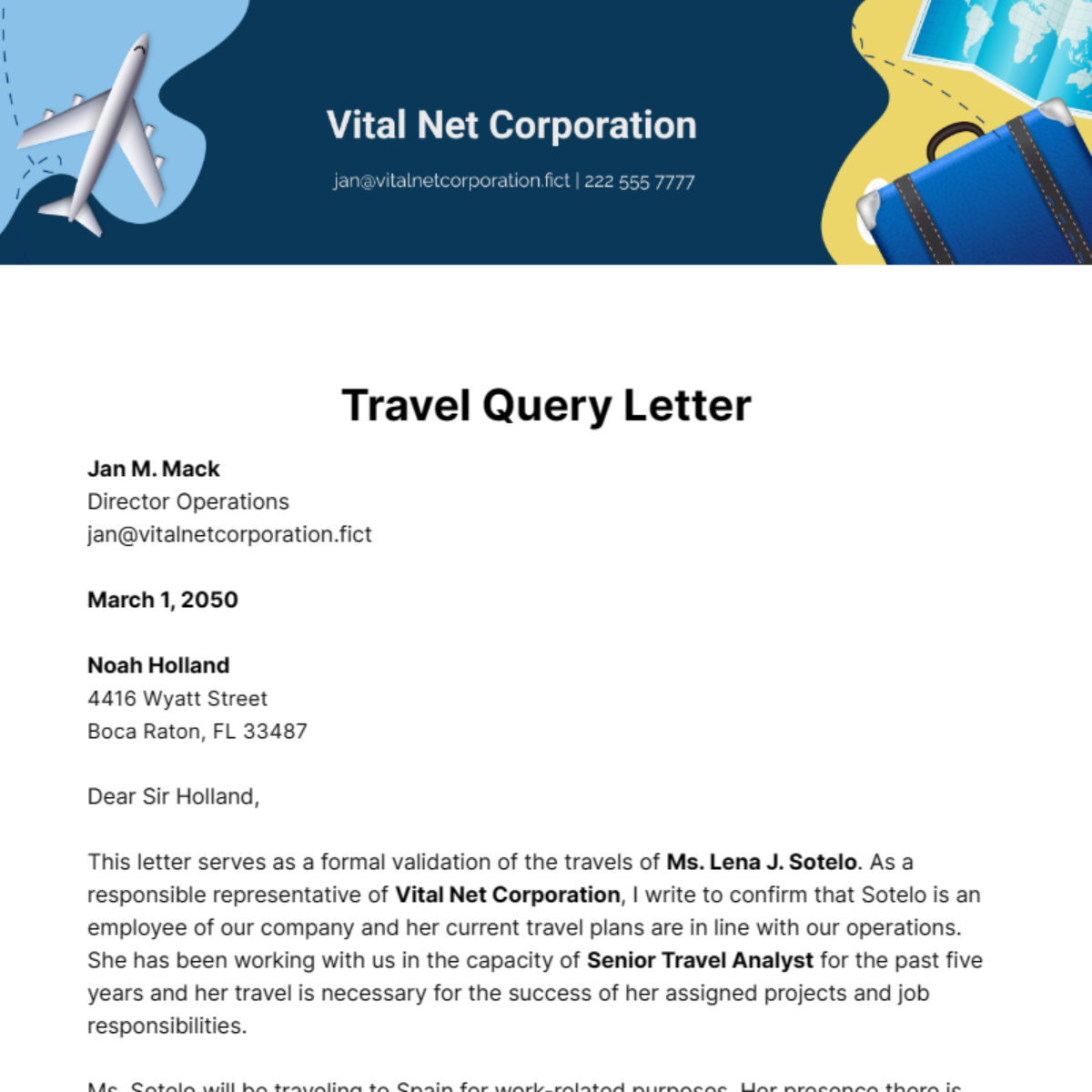 Travel Query Letter Template