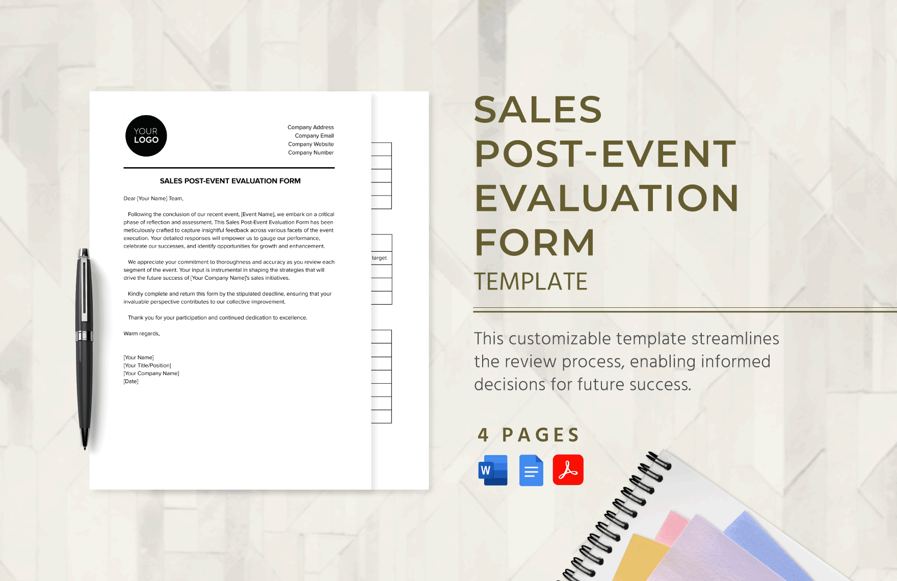 Sales Post-Event Evaluation Form Template in Word, Google Docs, PDF