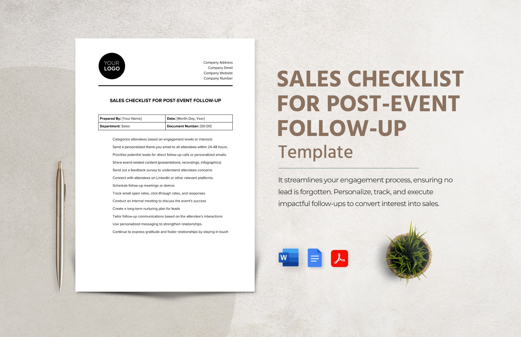 Sales Checklist for Post-Event Follow-Up Template in Word, Google Docs, PDF