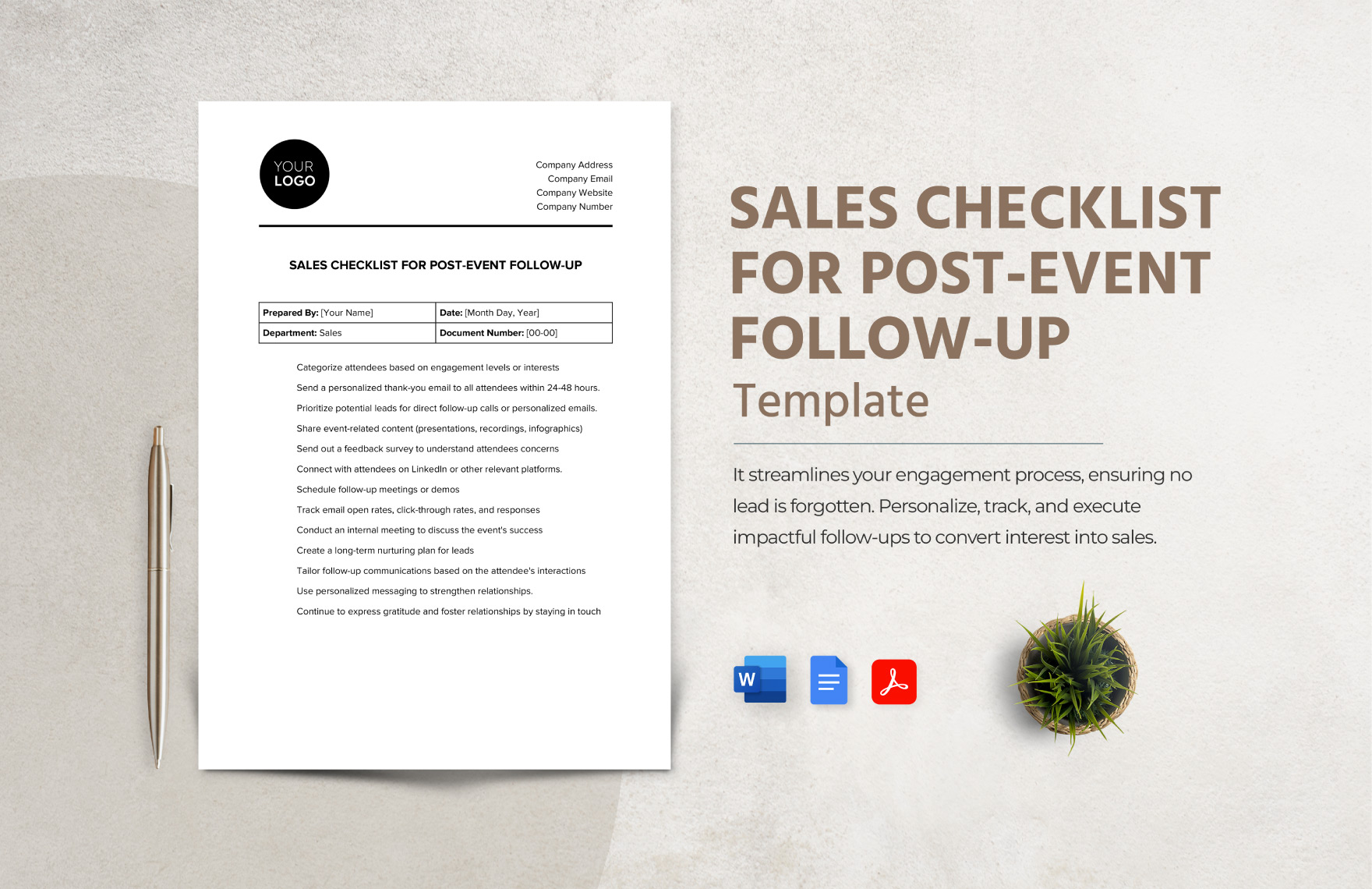 Sales Checklist for Post-Event Follow-Up Template in Word, PDF, Google Docs - Download | Template.net