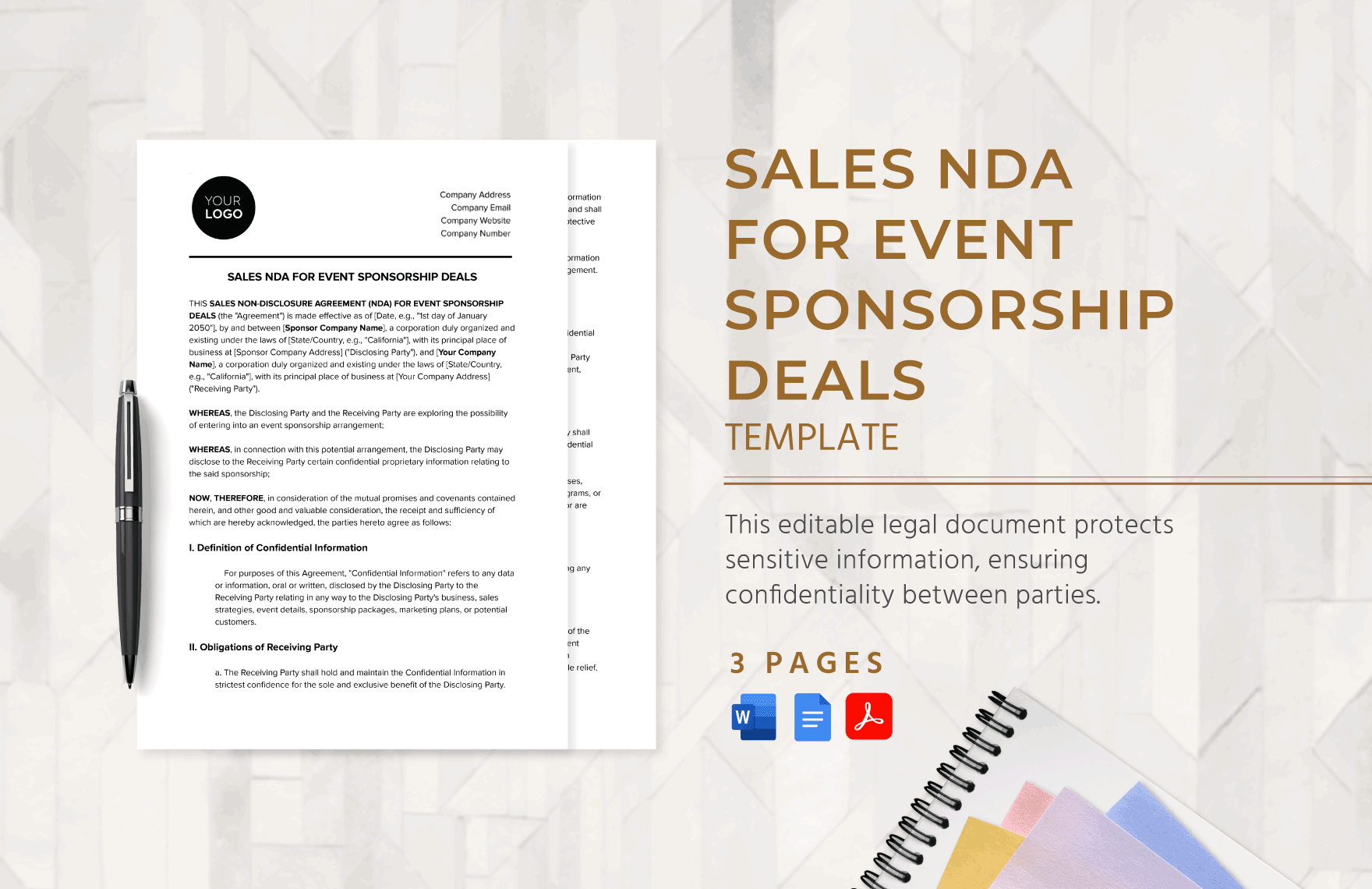 Sales NDA for Event Sponsorship Deals Template in Word, Google Docs, PDF