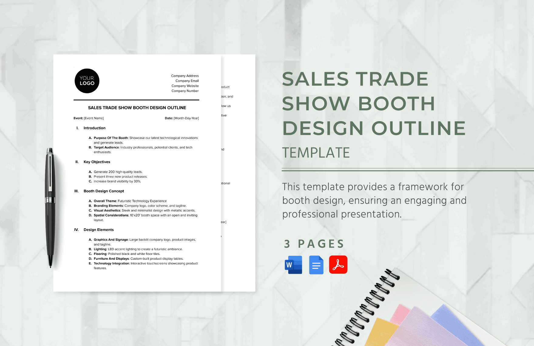 Sales Trade Show Booth Design Outline Template in Word, Google Docs, PDF