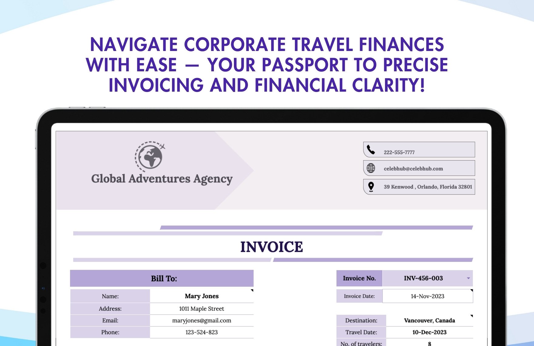 Company Travel Invoice Template
