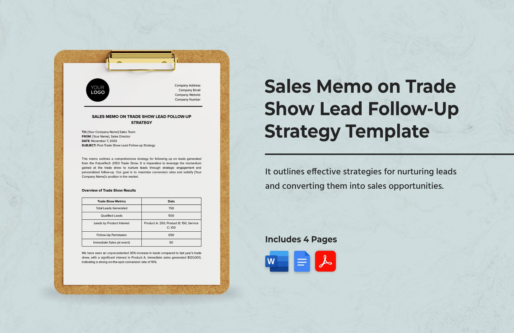 Sales Memo on Trade Show Lead Follow-Up Strategy Template