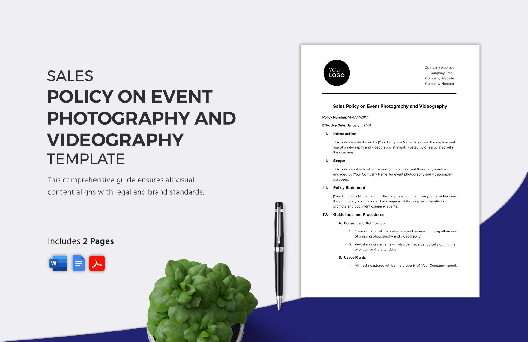Sales Policy on Event Photography and Videography Template