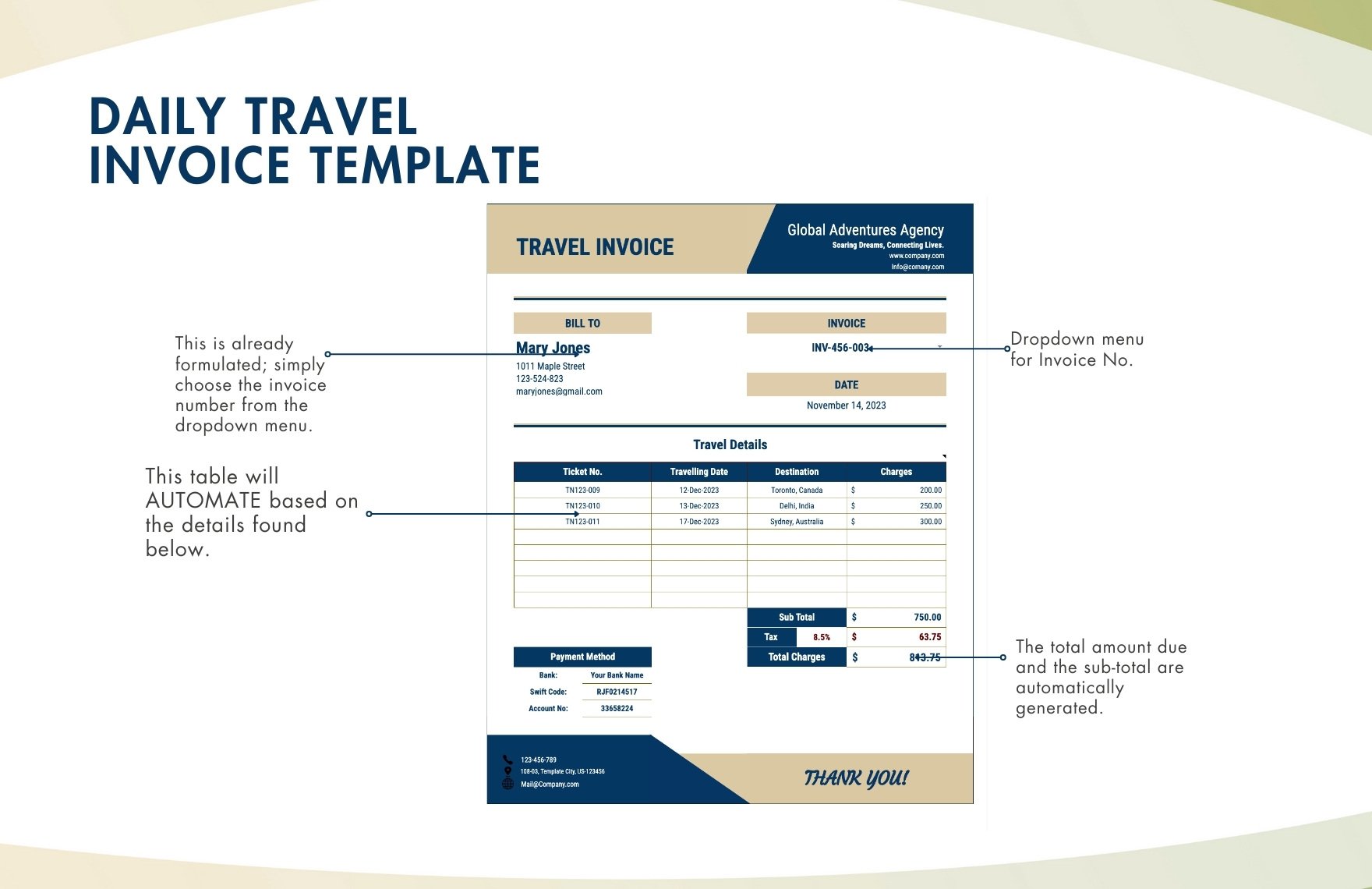 Daily Travel Invoice Template