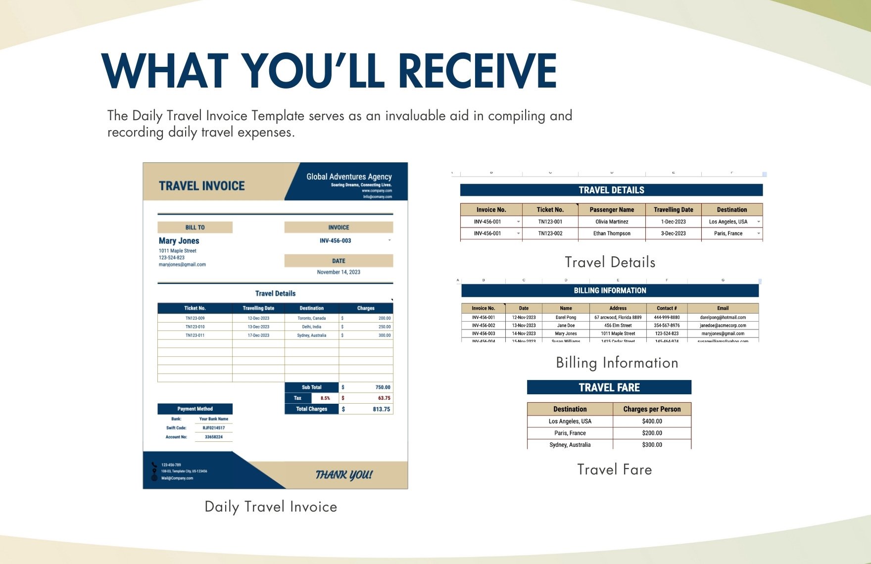 Daily Travel Invoice Template
