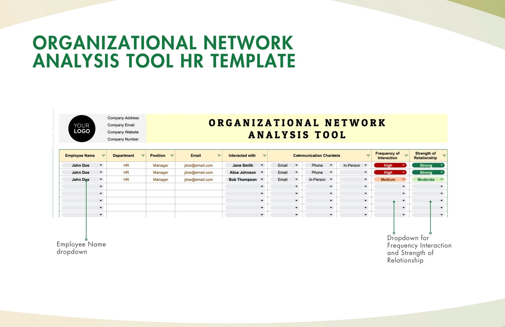 Organizational Network Analysis Tool HR Template