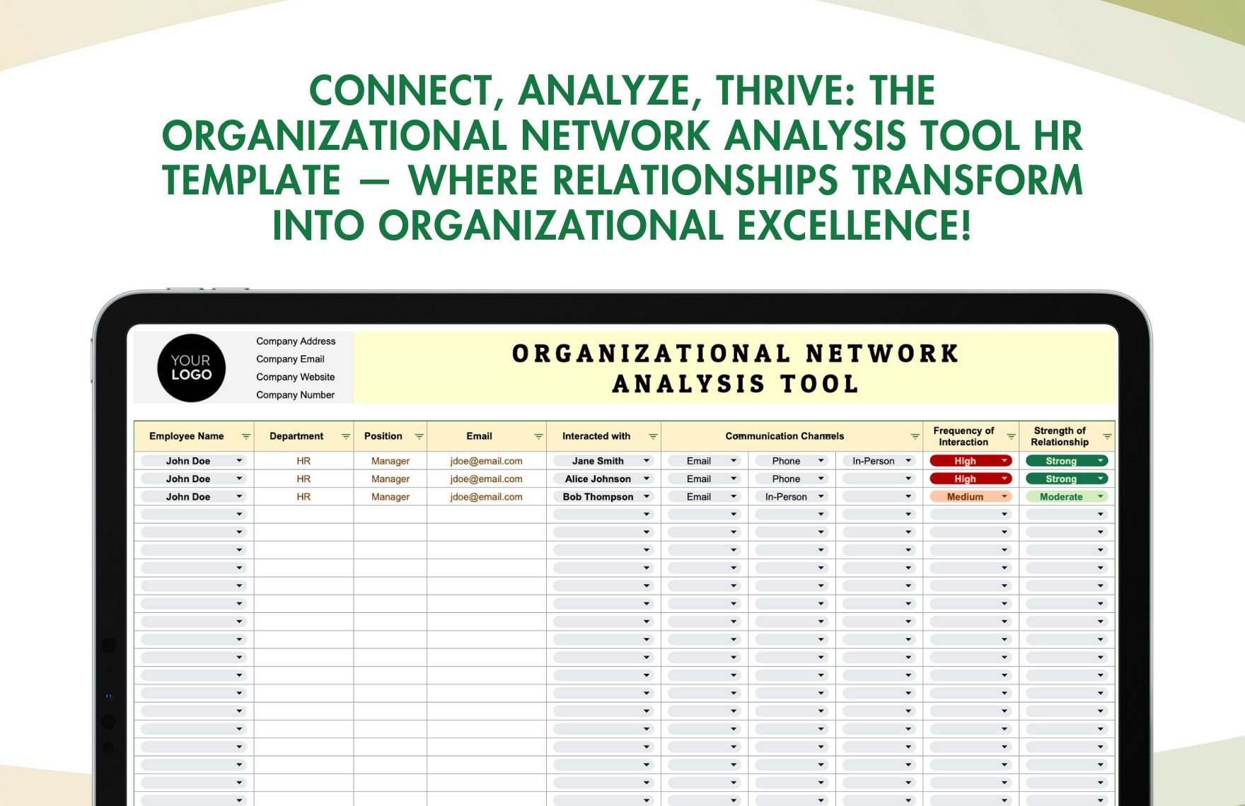 Organizational Network Analysis Tool HR Template