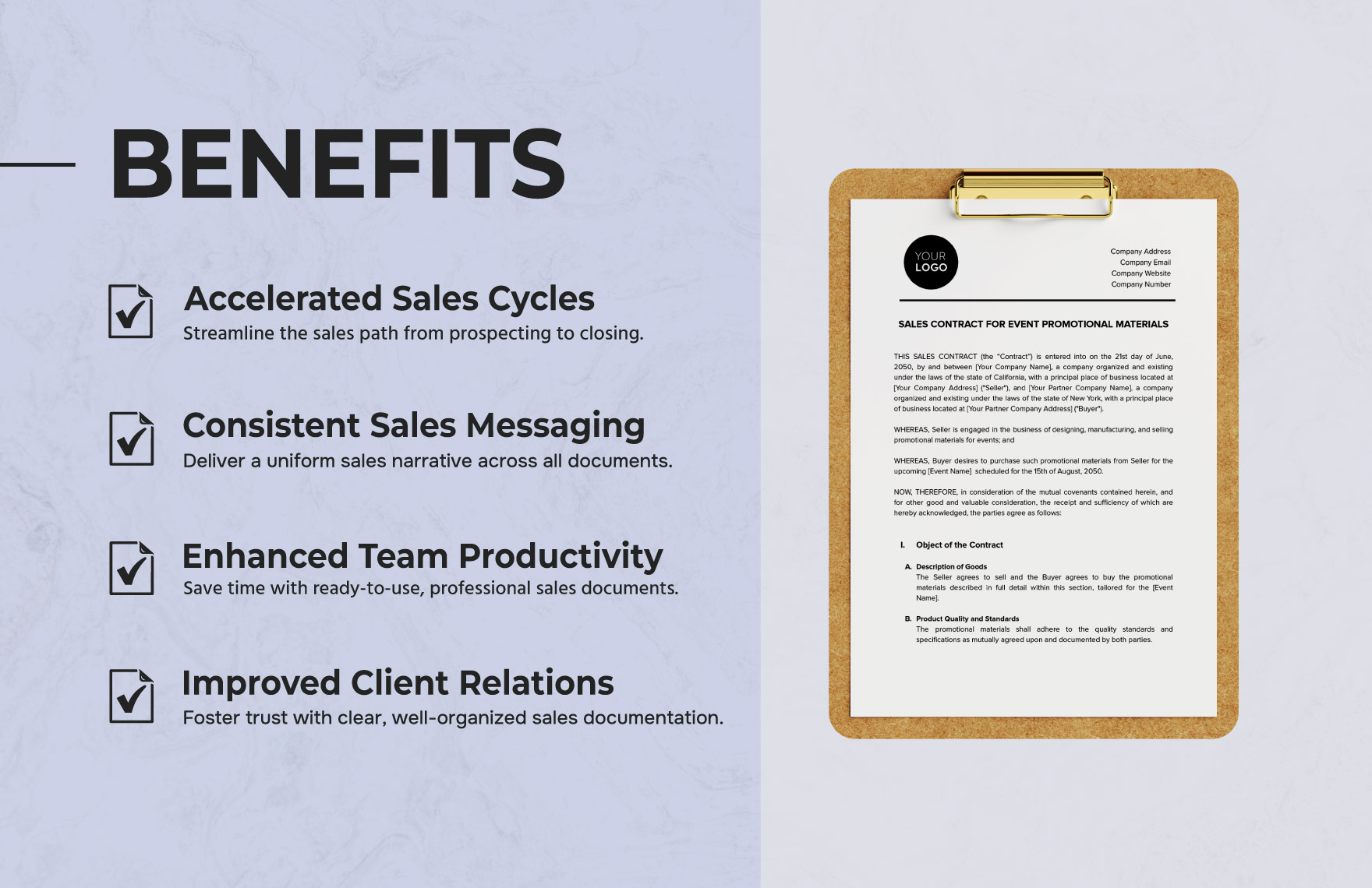 Sales Contract for Event Promotional Materials Template