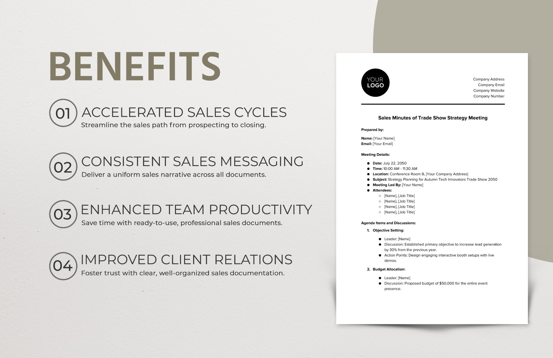 Sales Minute of Trade Show Strategy Meeting Template