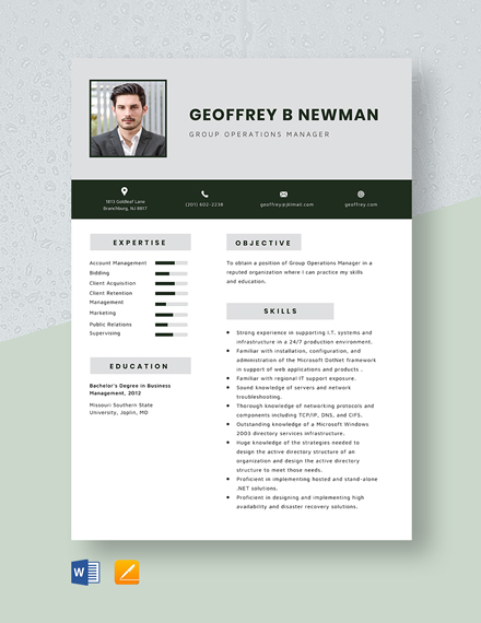 Group Operations Manager Resume