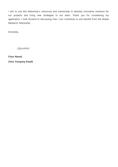 Free Motivation Letter for Fellowship Template to Edit Online