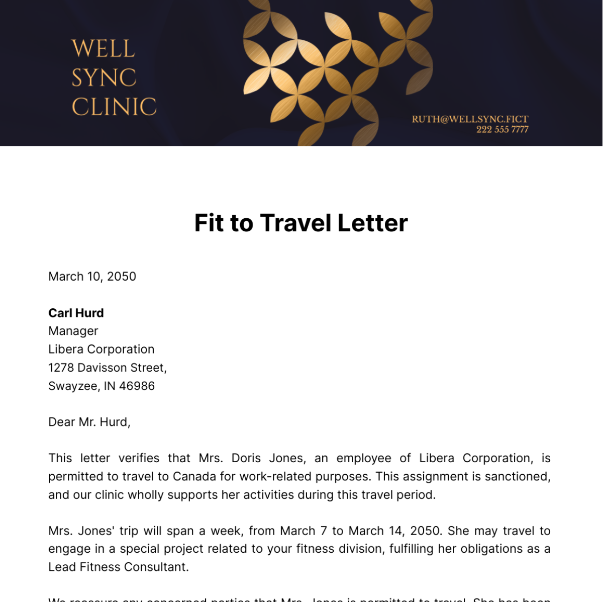 Fit to Travel Letter Template