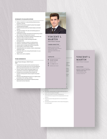 Group Product Manager Resume Download