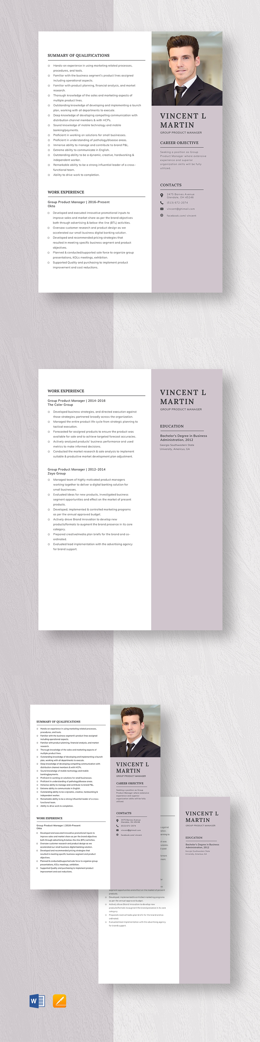 medical-device-product-manager-resume-template-word-apple-pages