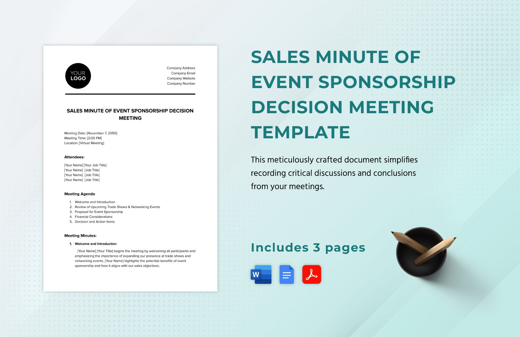Sales Minute of Event Sponsorship Decision Meeting Template