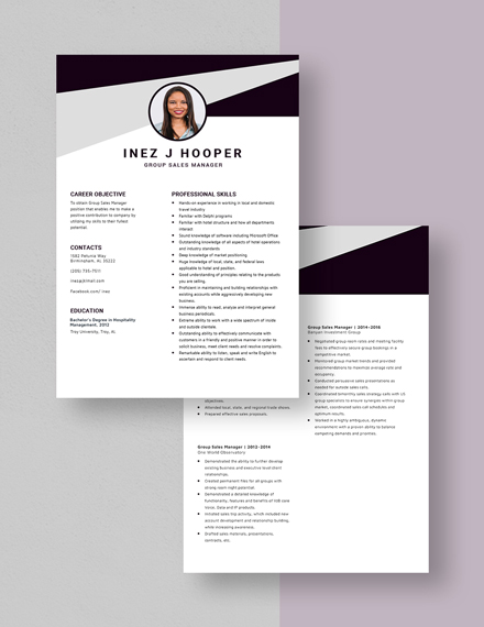 Group Sales Manager Resume  Download