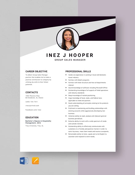 Group Sales Manager Resume