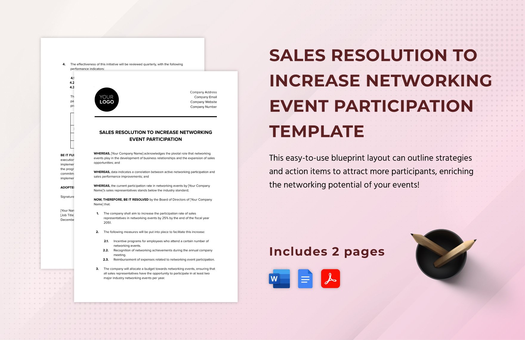 Sales Resolution to Increase Networking Event Participation Template