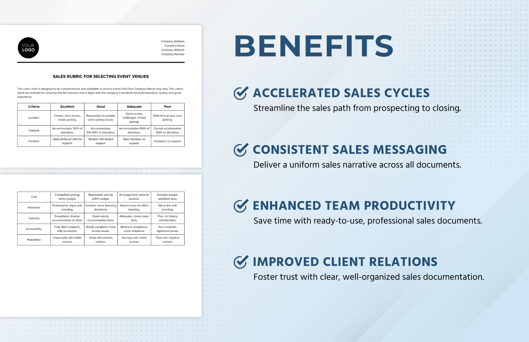 Sales Rubric for Selecting Event Venues Template