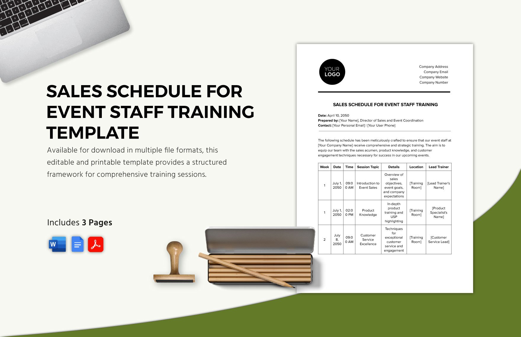 Sales Schedule for Event Staff Training Template in Word, Google Docs, PDF