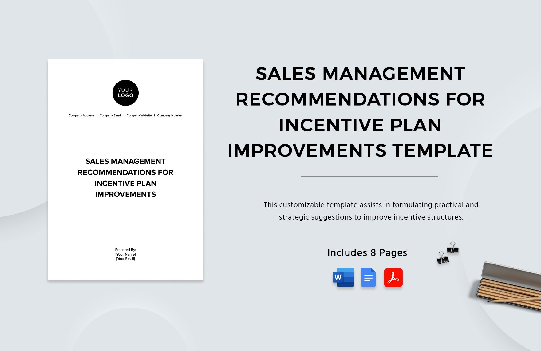 Sales Management Recommendations for Incentive Plan Improvements Template