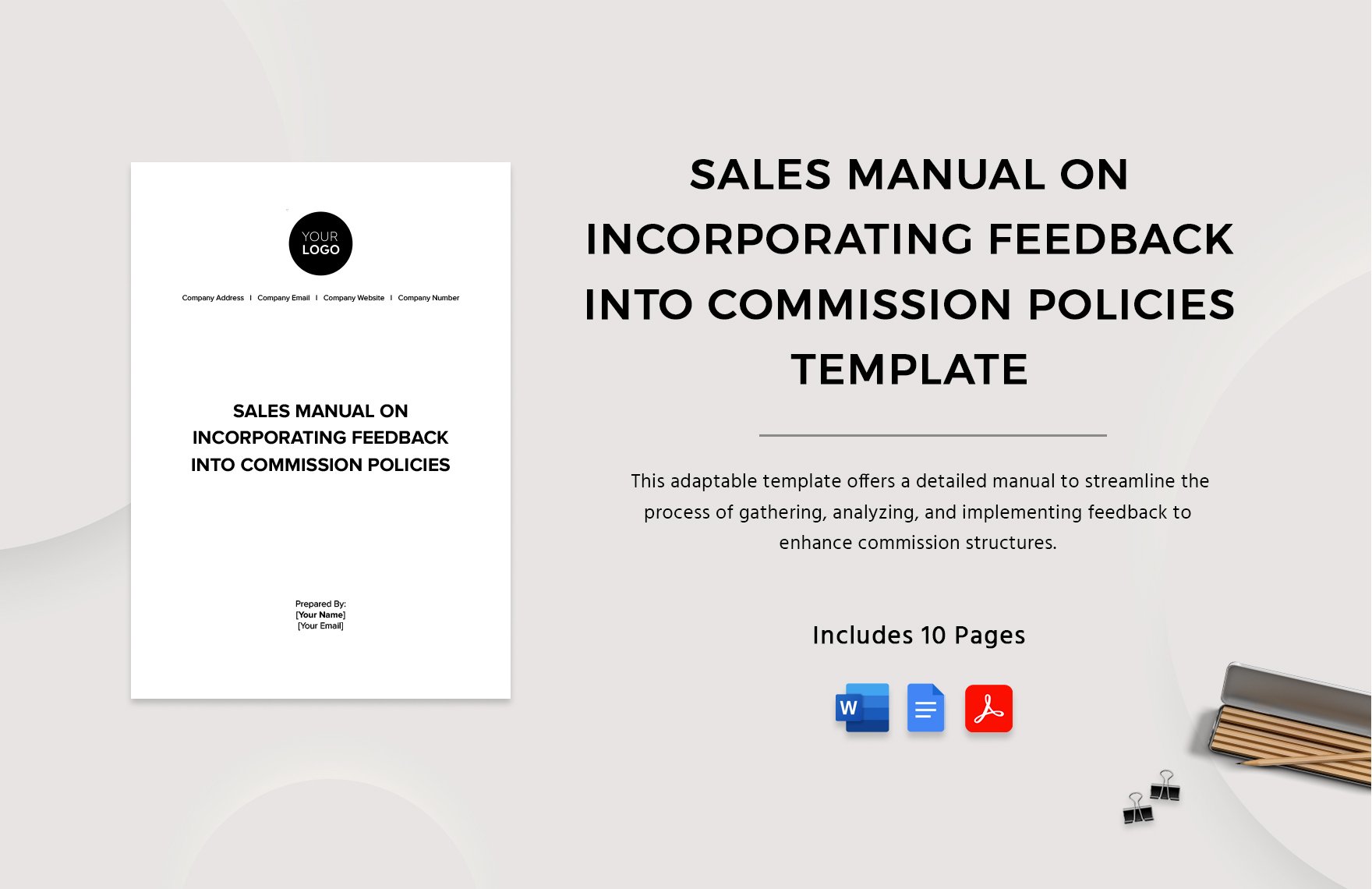 Sales Manual on Incorporating Feedback into Commission Policies Template in Word, Google Docs, PDF