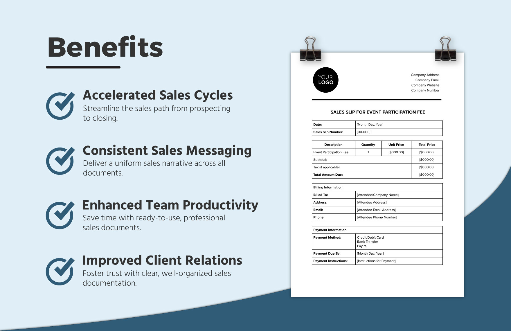Sales Slip for Event Participation Fee Template