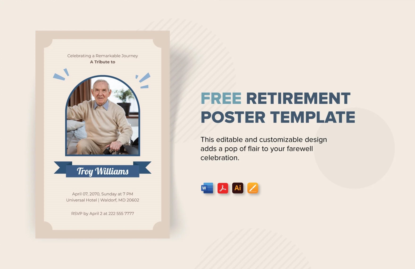 Free Retirement Poster Template in Word, PDF, Illustrator, Apple Pages