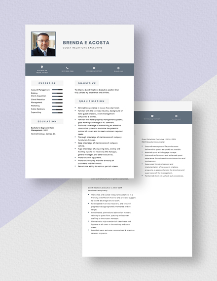 Guest Relations Executive Resume Template Free Pages Word Apple 