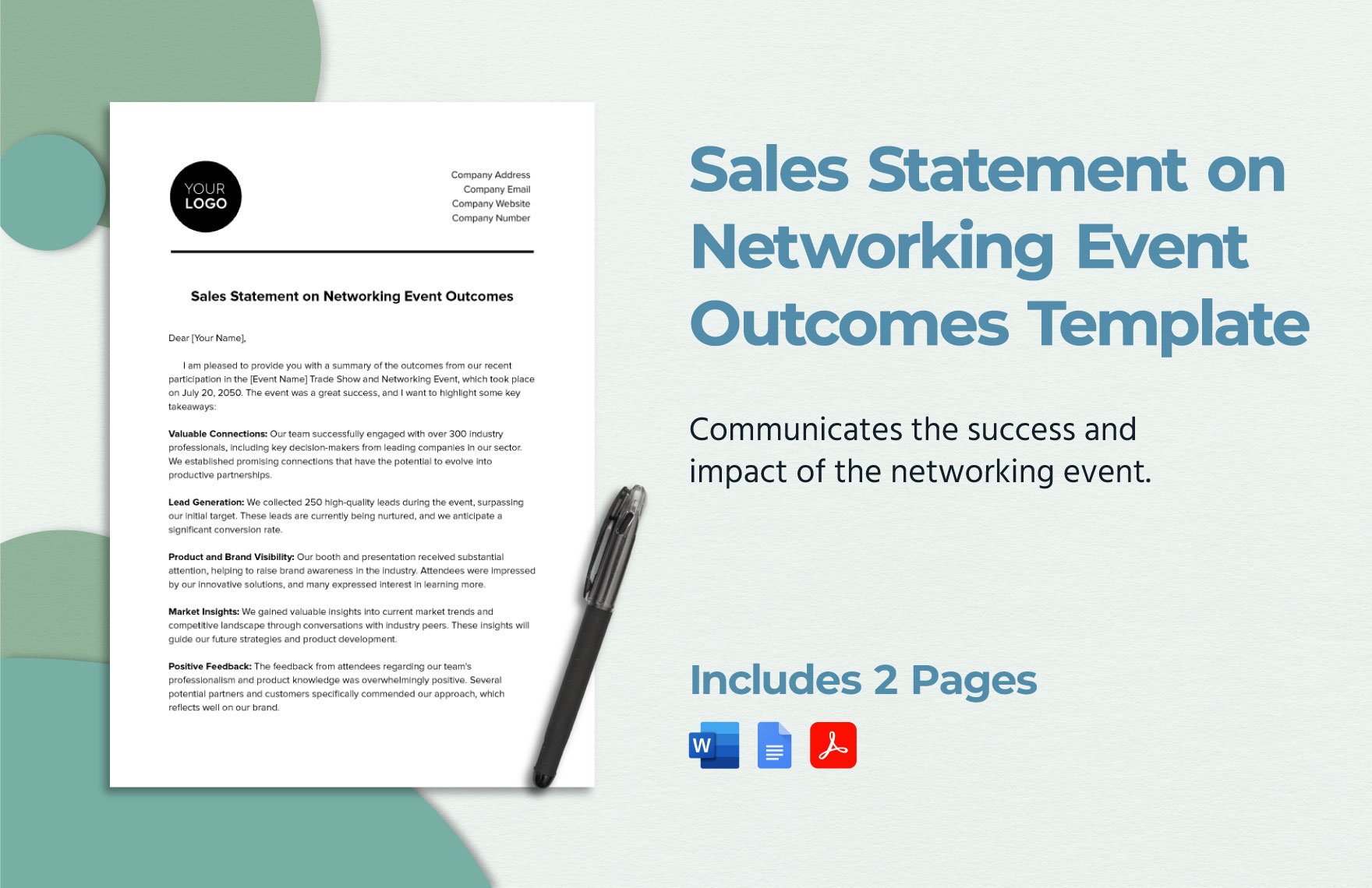 Sales Statement on Networking Event Outcomes Template