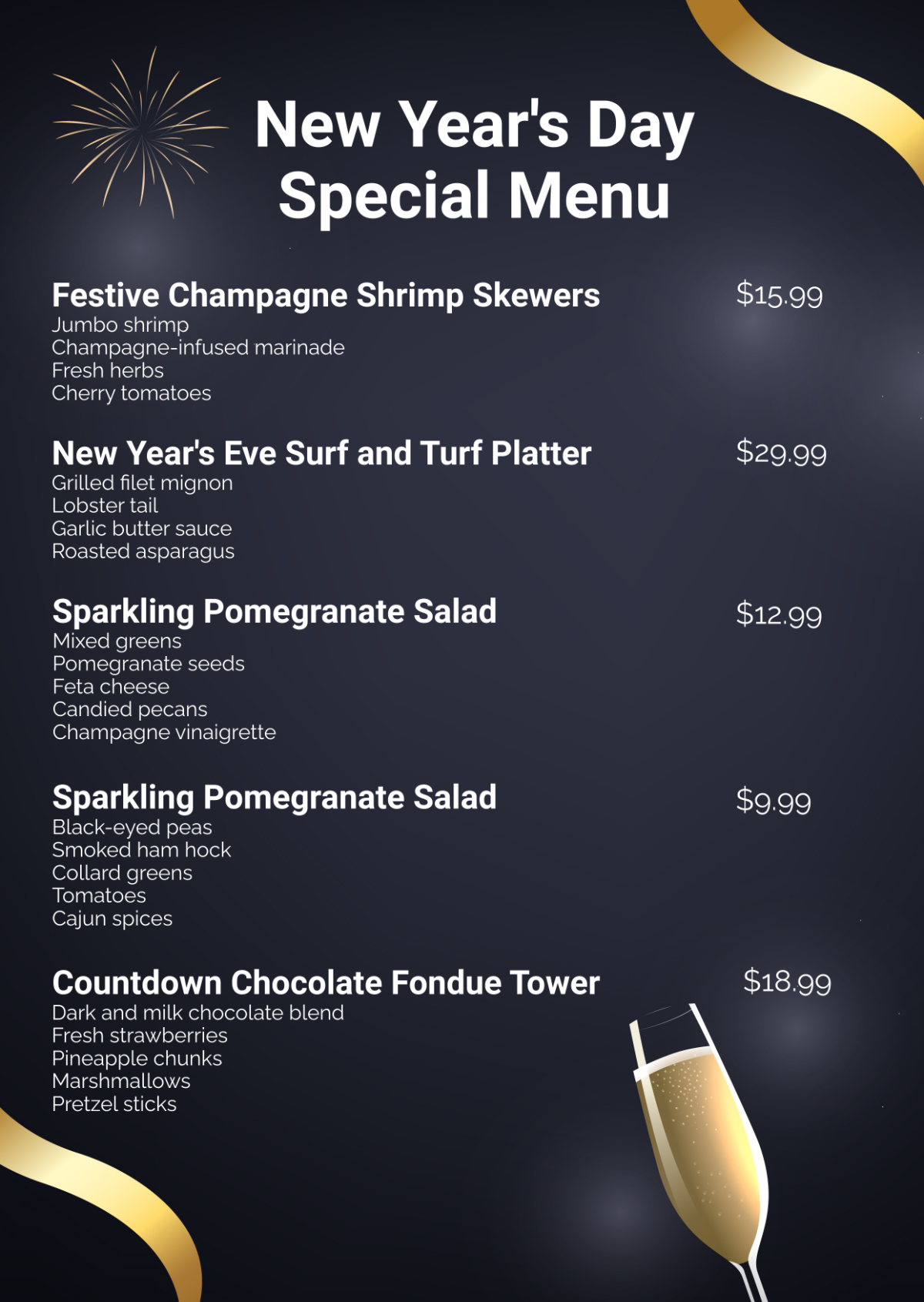 New Year's Day Menu Template