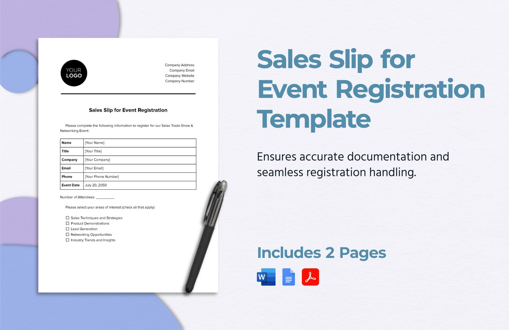 Sales Slip for Event Registration Template