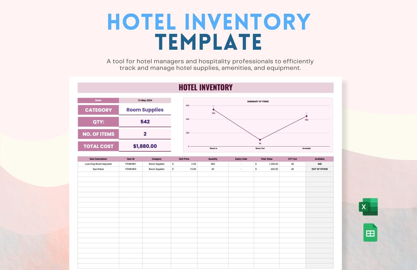 Hotel Inventory Template in Excel, Google Sheets - Download | Template.net