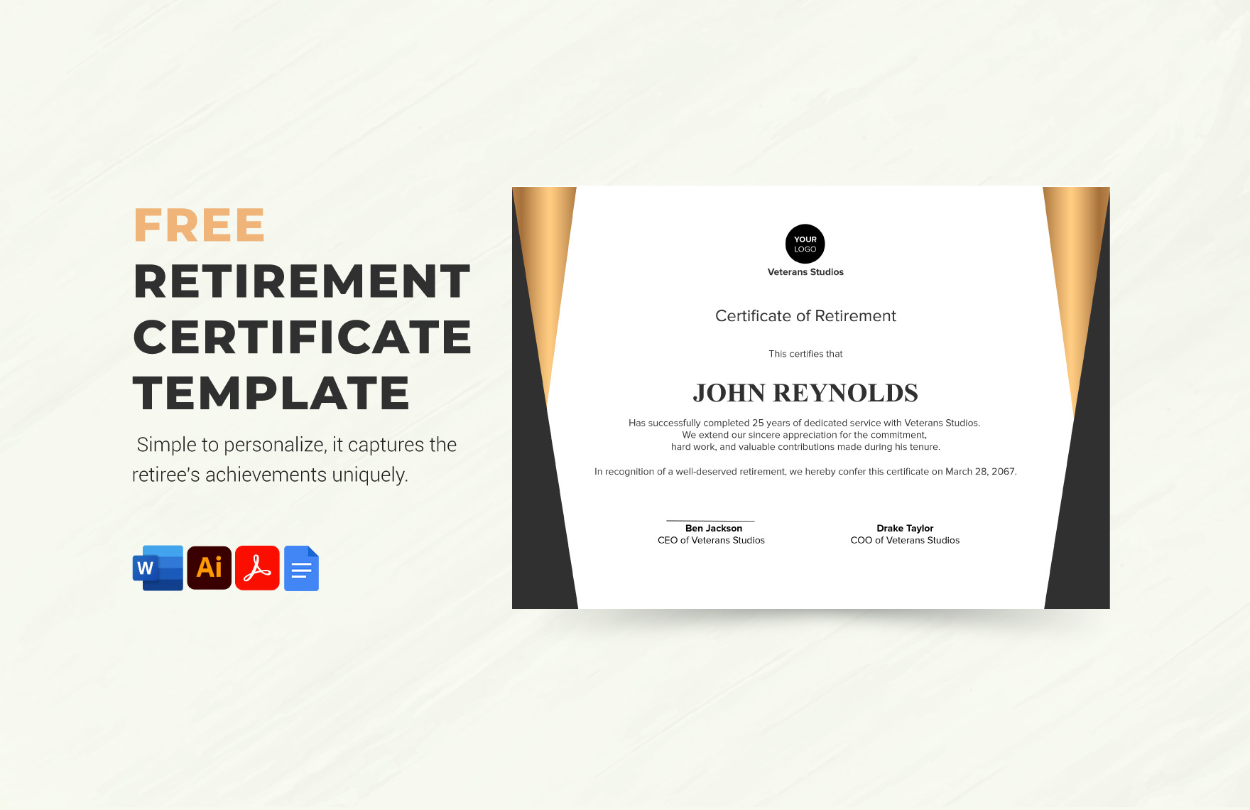 Free Retirement Certificate Template in Word, Google Docs, PDF, Illustrator