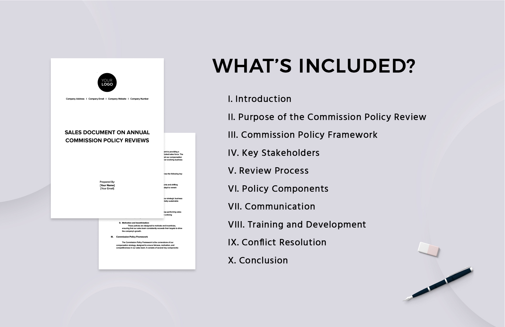Sales Document on Annual Commission Policy Reviews Template