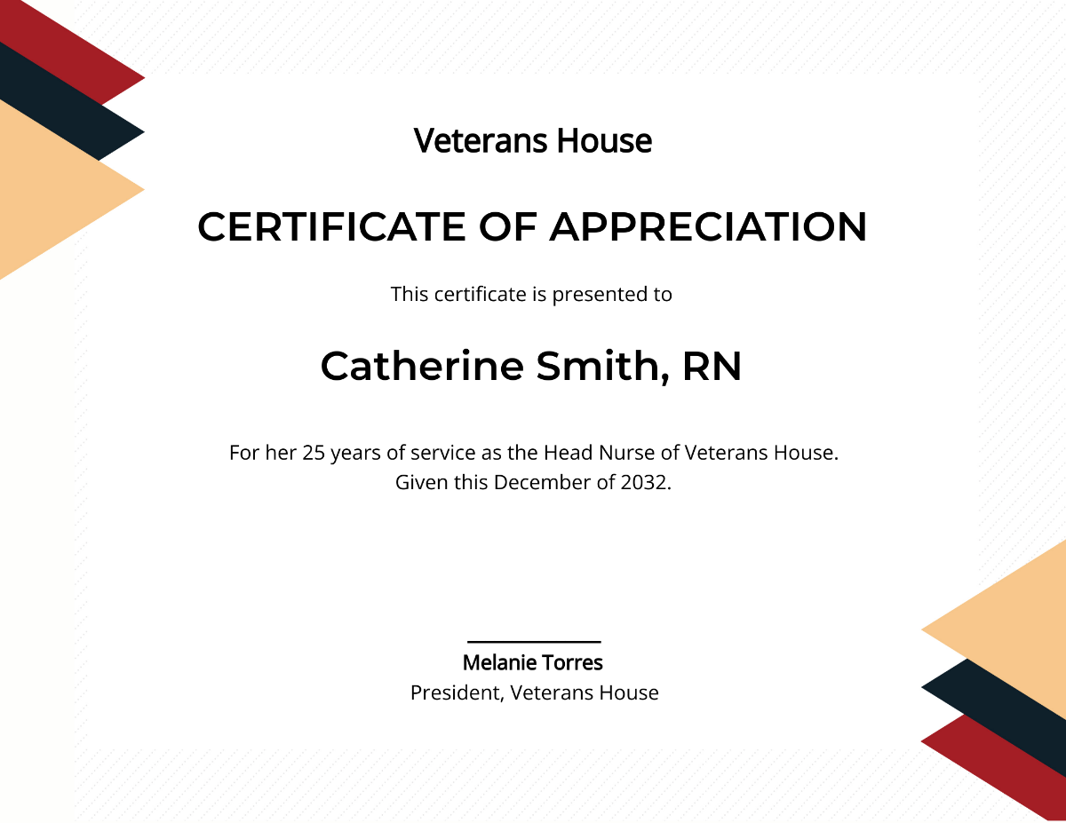 Retirement Certificate of Appreciation Template